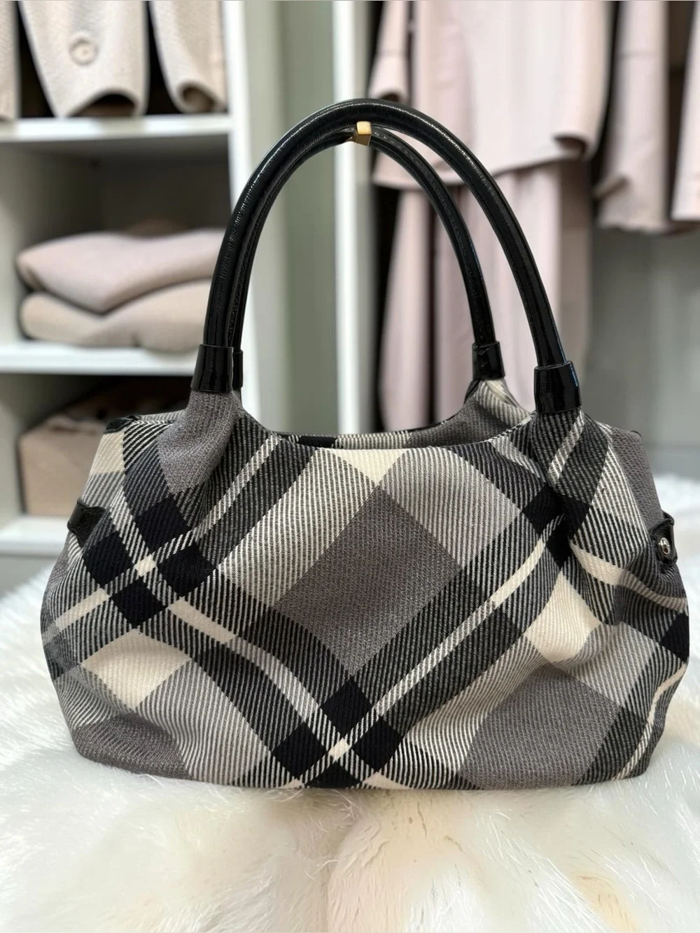kate spade Black and Gray Plaid Shoulder Bag